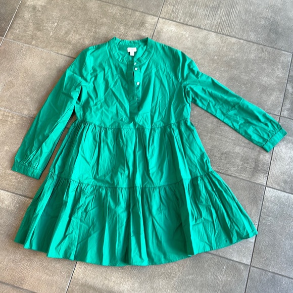 EUC J. Crew factory Kelly green tiered dress - Picture 1 of 2